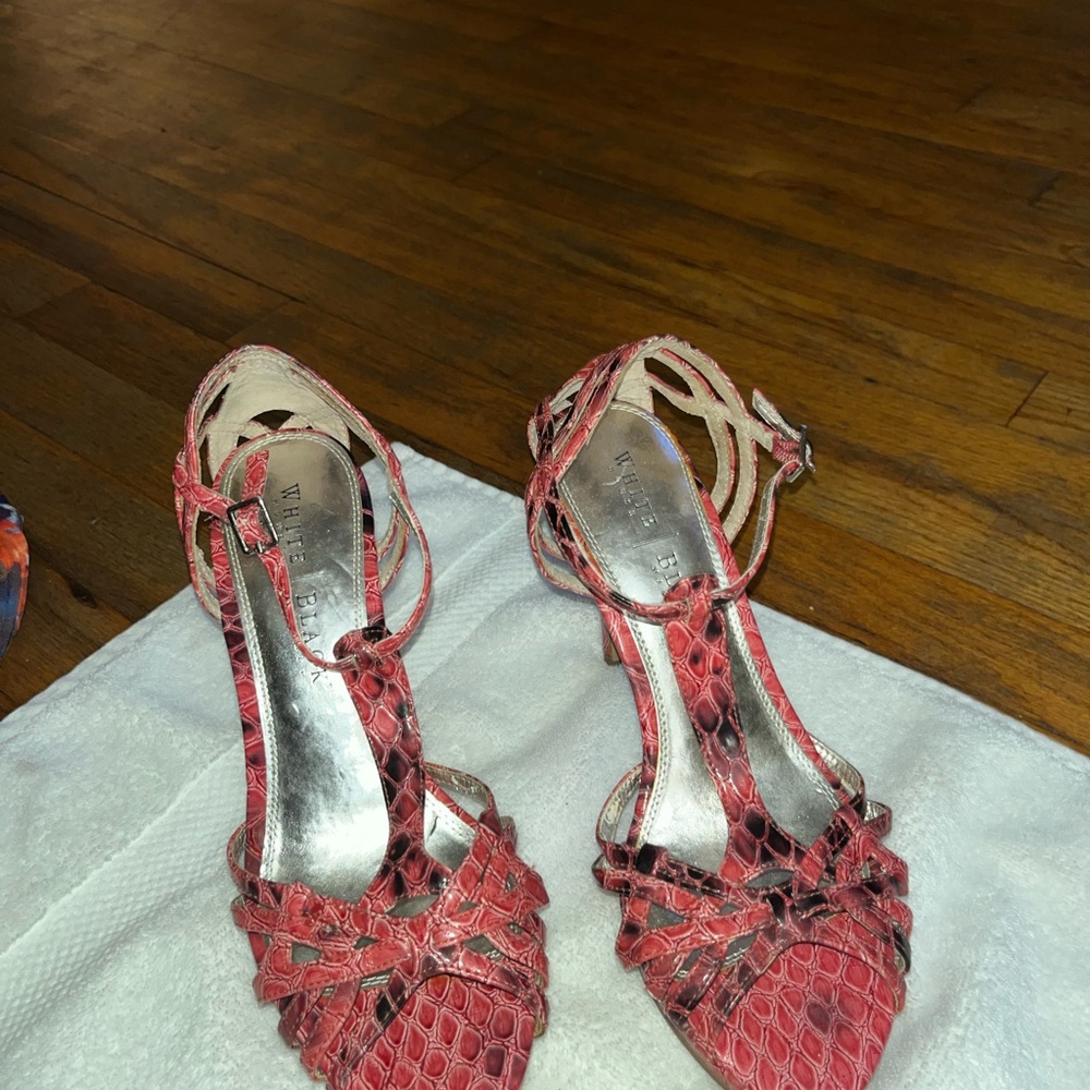 White House Black Market Red Strappy Heels
